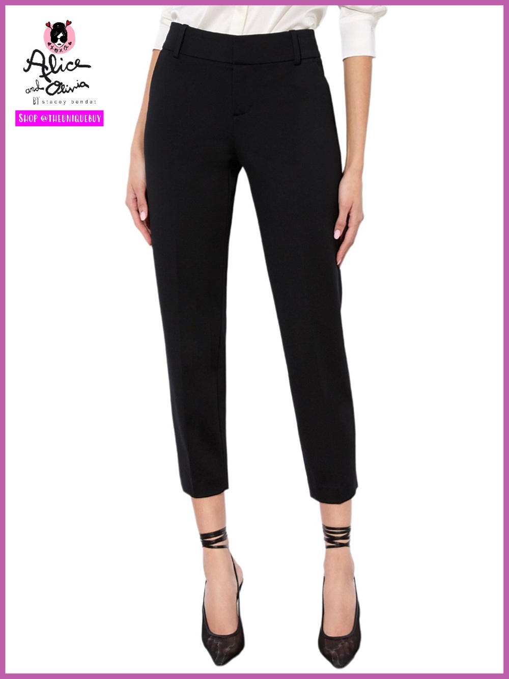 Alice + Olivia Stacey Slim Black Cropped Ankle Pants